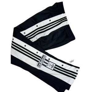 Adidas Snap Track Pants Black White 3 Stripe Tearaway Joggers Womens XS Retro